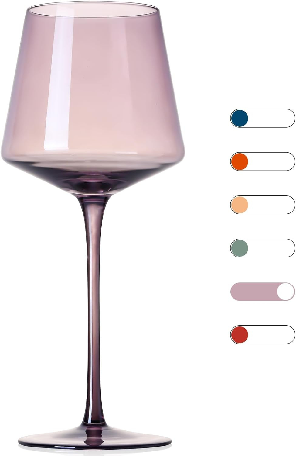 Purple Long Stem Wine Glasses Set of 6-16oz Hand Blown Crystal Wine Glass, Spice up your Christma... | Amazon (US)