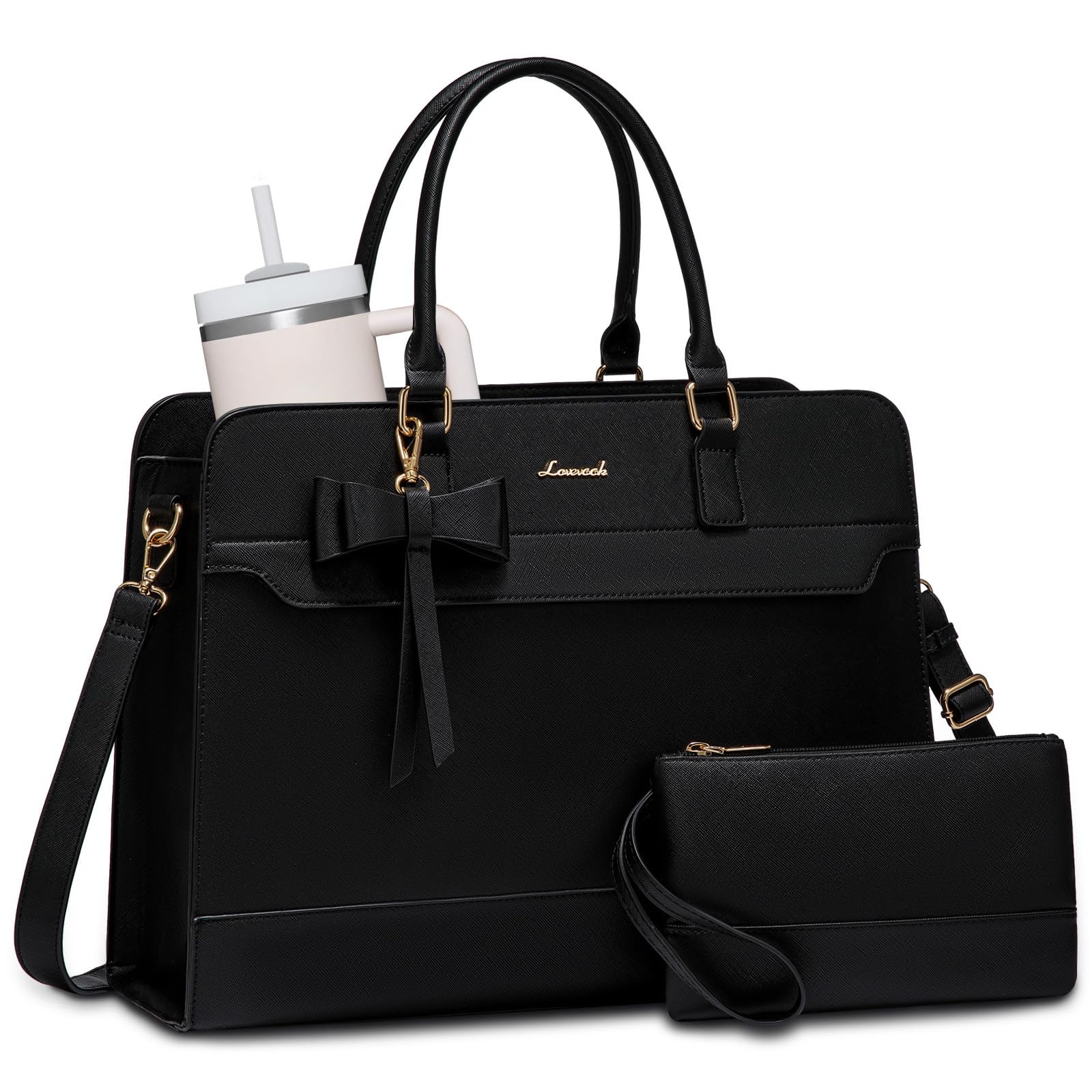 LOVEVOOK Laptop Tote Bag for Women,Leather Work Bag, Waterproof Business Teacher Bag,Large Comput... | Amazon (US)