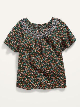 Short-Sleeve Printed Smocked Top for Girls | Old Navy (US)