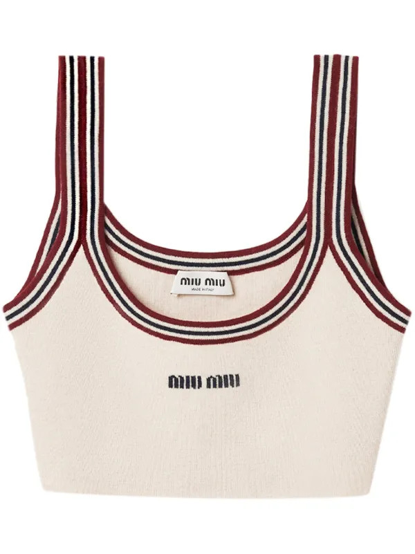 stripe-trim cashmere cropped top | Farfetch Global