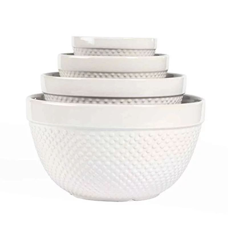 Gallery White Ceramic 4 Piece Mixing Bowls - Walmart.com | Walmart (US)