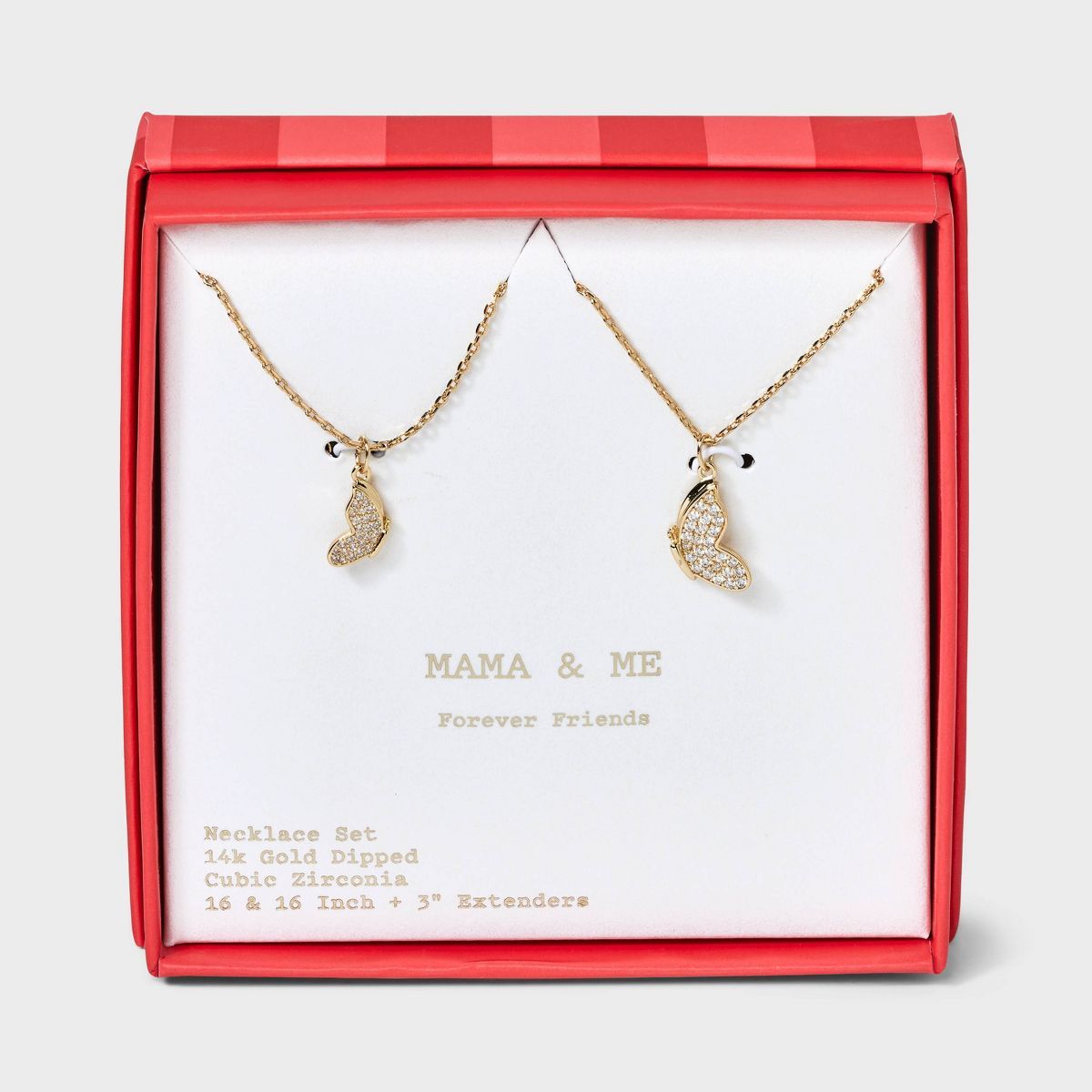 14k Gold Dipped Cubic Zirconia Butterfly Pendant Necklace Set 2pc - A New Day™ Gold | Target