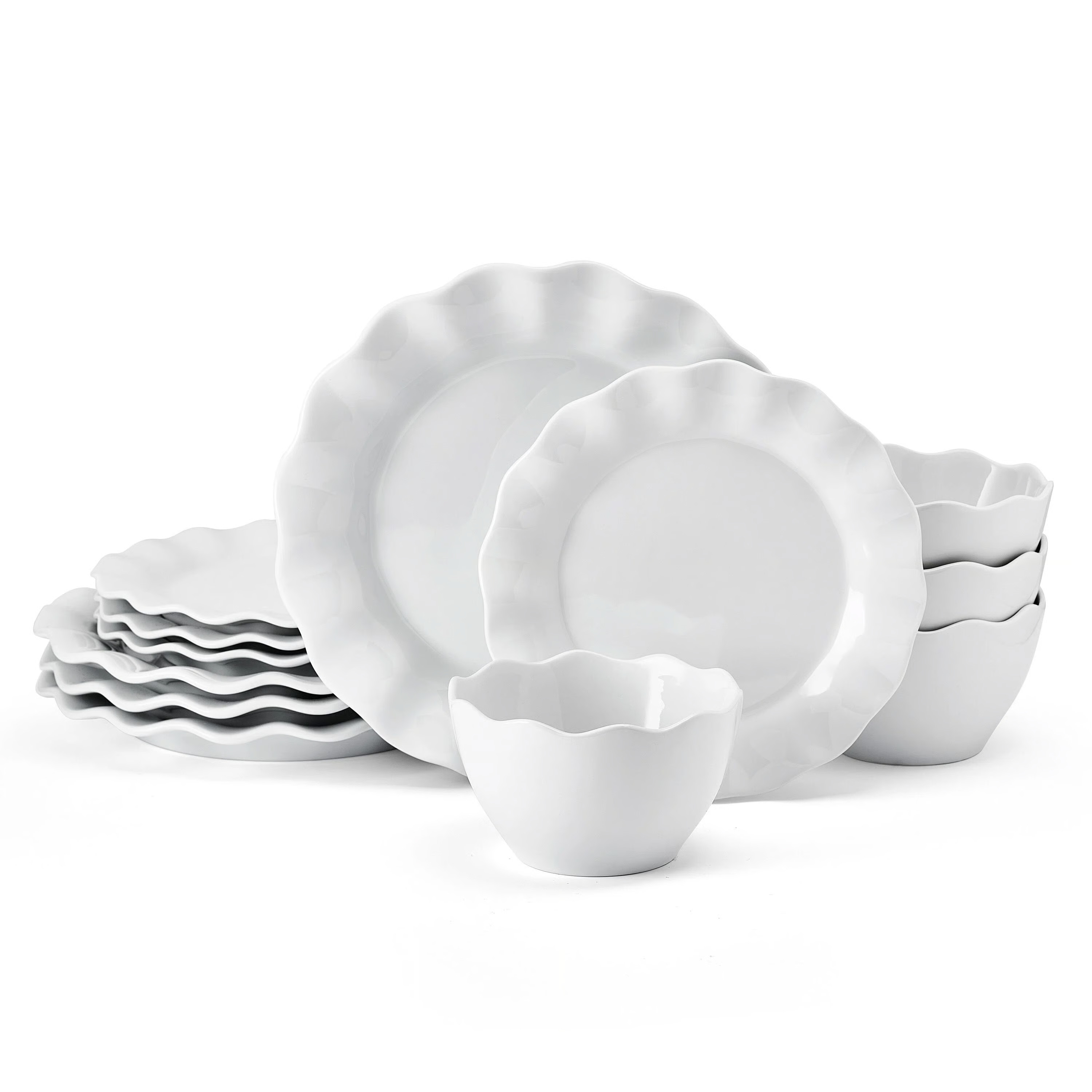 Fitz and Floyd Everyday White Scallop 12-Pc Dinnerware Set, Service For 4 | Wayfair | Wayfair North America