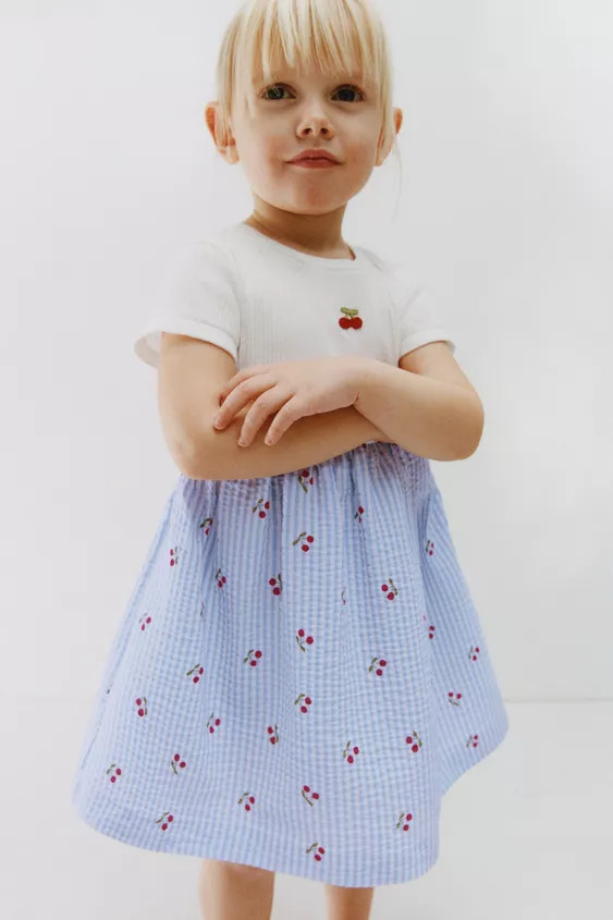 COMBINED PRINTED SEERSUCKER DRESS | Zara US