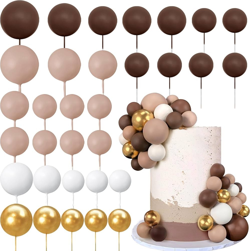 32 PCS Ball Cake Picks Colorful Ball Shaped Cake Topper Pearl Balls Cupcake Cake Insert Topper fo... | Amazon (US)