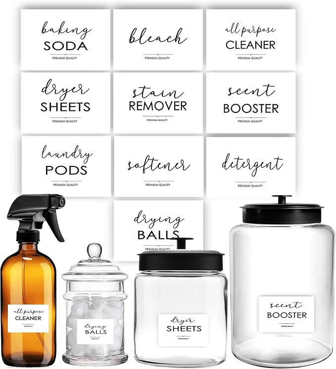 Minimalist Laundry Room Labels, Modern Cleaning Label for Containers, Waterproof Home Storage Org... | Amazon (US)