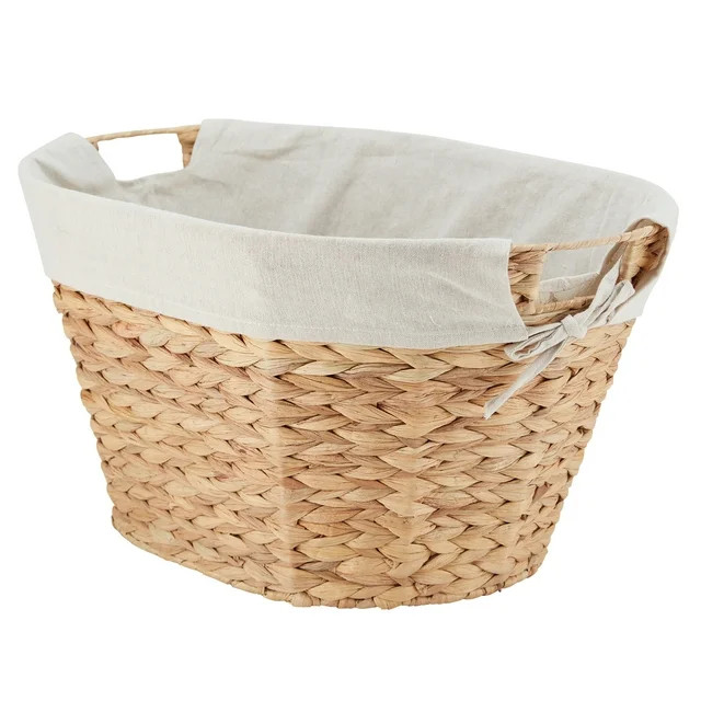 Better Home & Gardens, Braided Water Hyacinth, Laundry Basket, Natural, Hand Woven, Handles, Adul... | Walmart (US)
