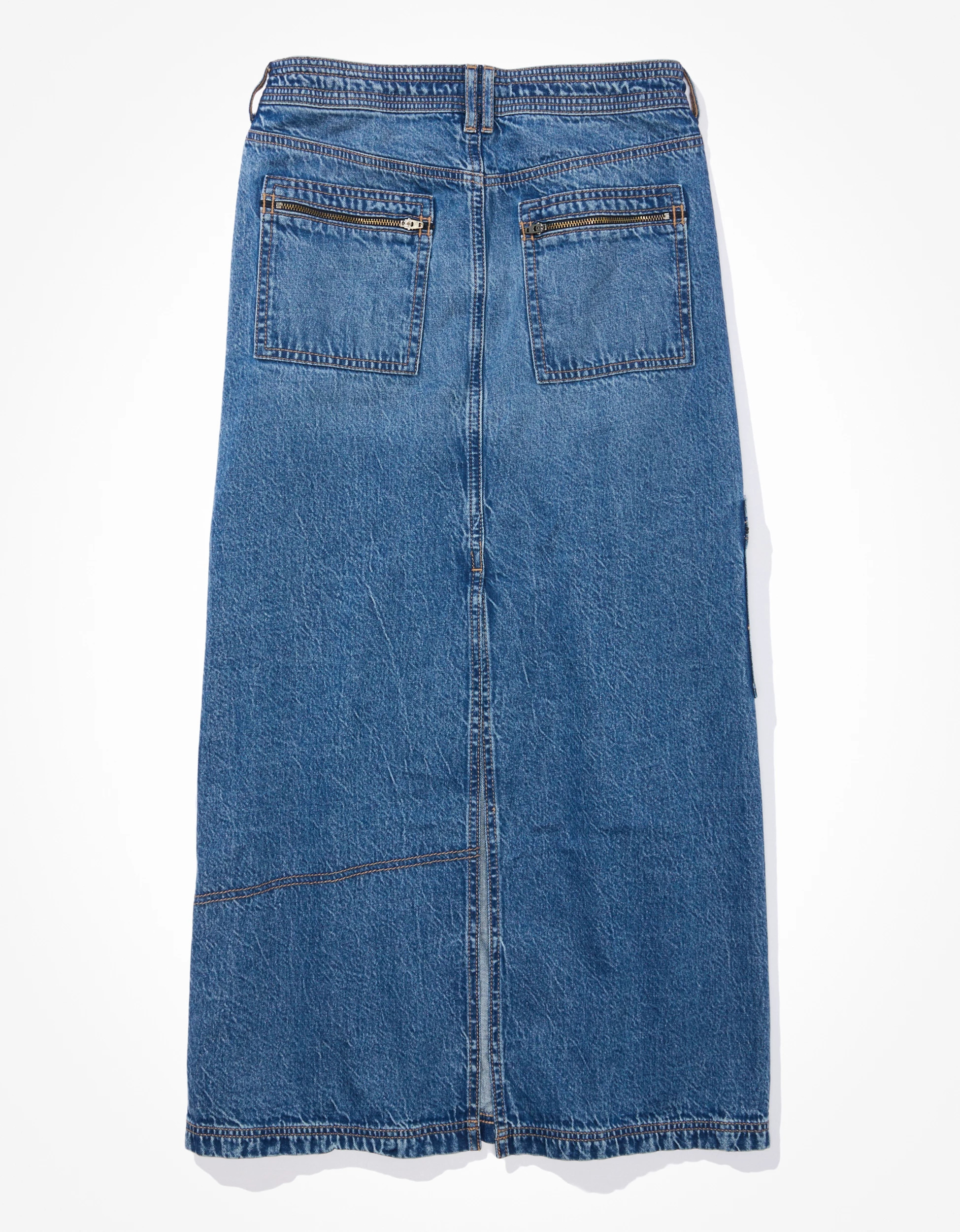 AE Low-Rise Denim Maxi Skirt | American Eagle Outfitters (US & CA)