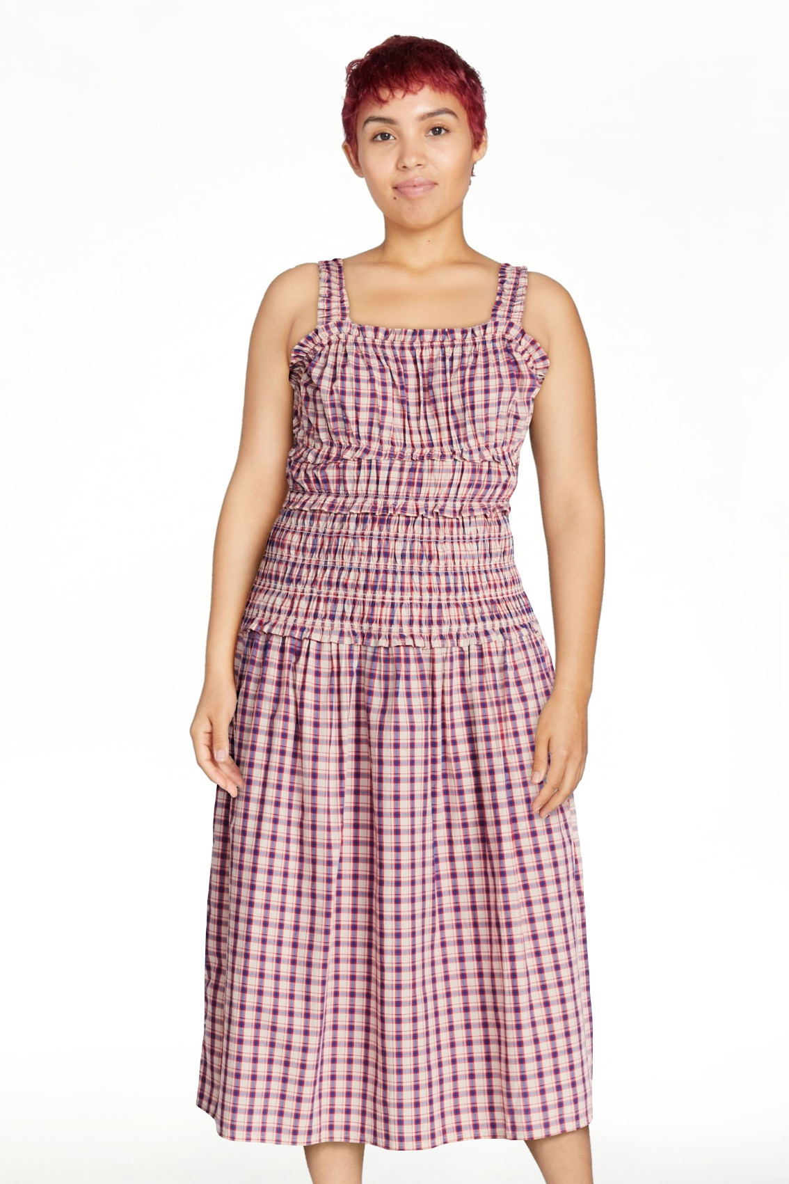 Time and Tru Women's and Women's Plus Sleeveless Smocked Peasant Midi Dress, Sizes XS-4X | Walmart (US)