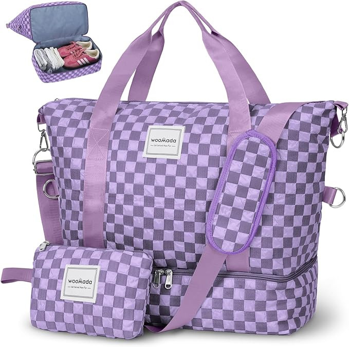 WOOMADA Weekender Bag for Women, Travel Duffel Bags with Shoe Compartment & Wet Pocket, Personal ... | Amazon (US)