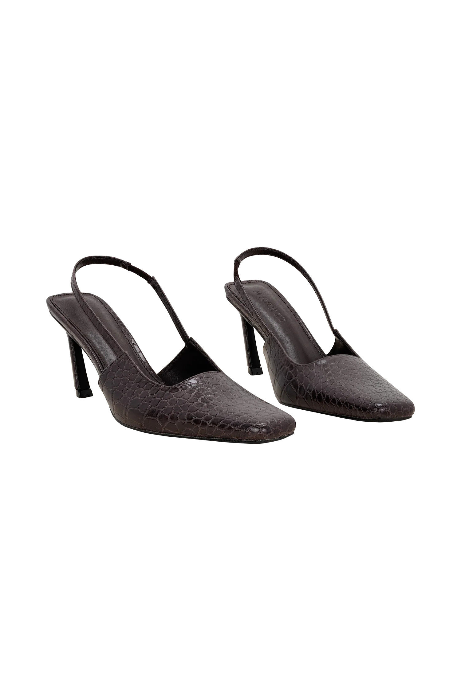 Maren Faux Leather Crocodile Heel - Chocolate | MESHKI US