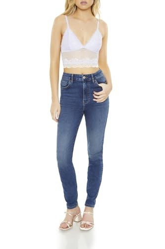 Forever 21 Women's High-Rise Skinny Jeans, Dark Denim, X-Small | Amazon (US)