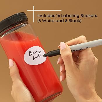 JoyJolt Glass Juice Bottles, 16 oz Glass Bottles with Caps. Set of 8 Juice Containers with Lids f... | Amazon (US)