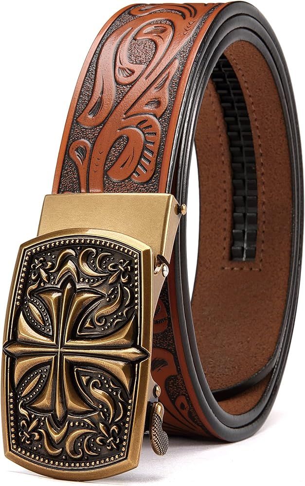 CHAOREN Ratchet Western Belt - 1 3/8" Cowboy Belts for Men Casual Jeans - Micro Adjustable Belt F... | Amazon (US)