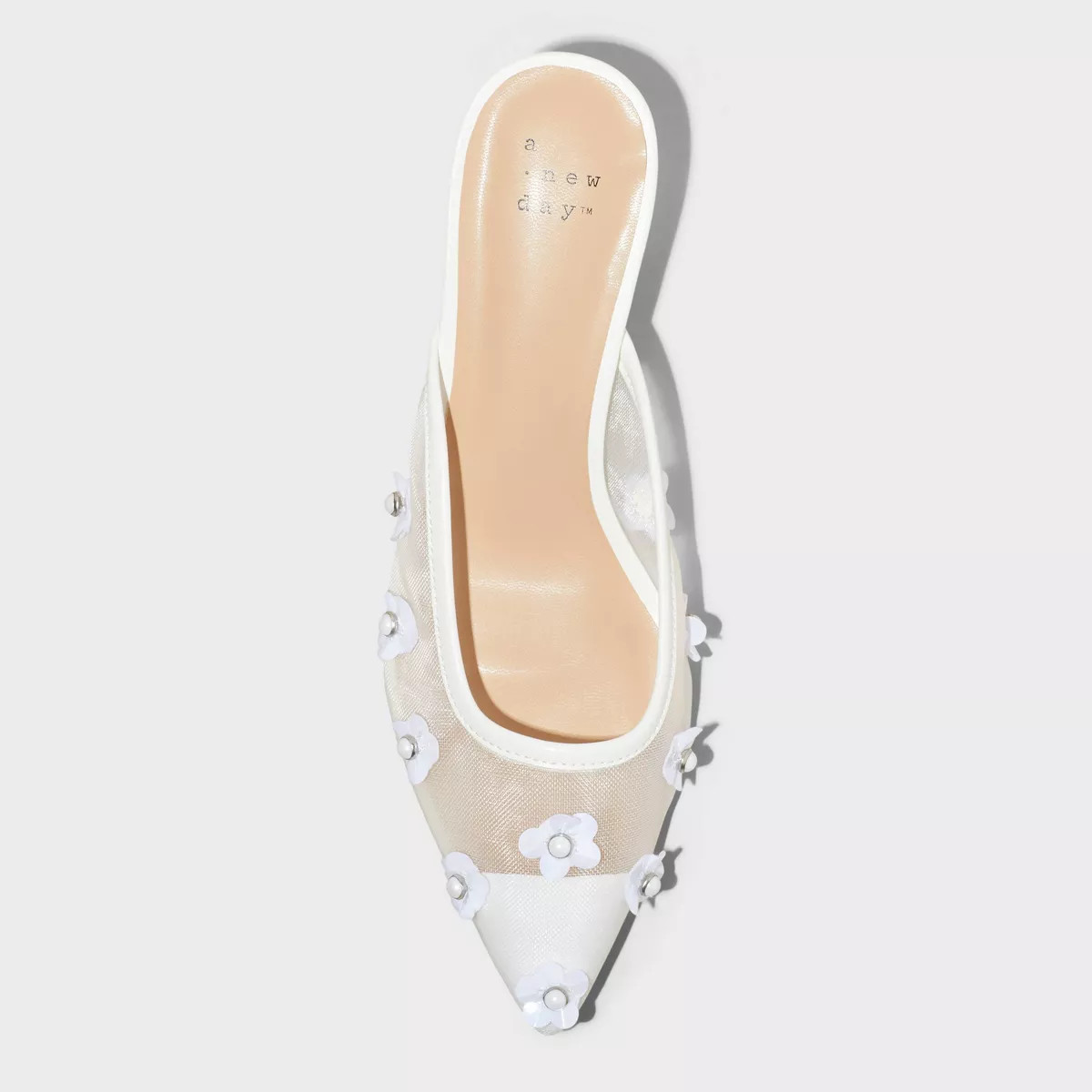 Women's Delilah Mesh Floral Mule Heels - A New Day™ White | Target