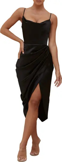 Reva Satin Gathered Corset Dress | Nordstrom