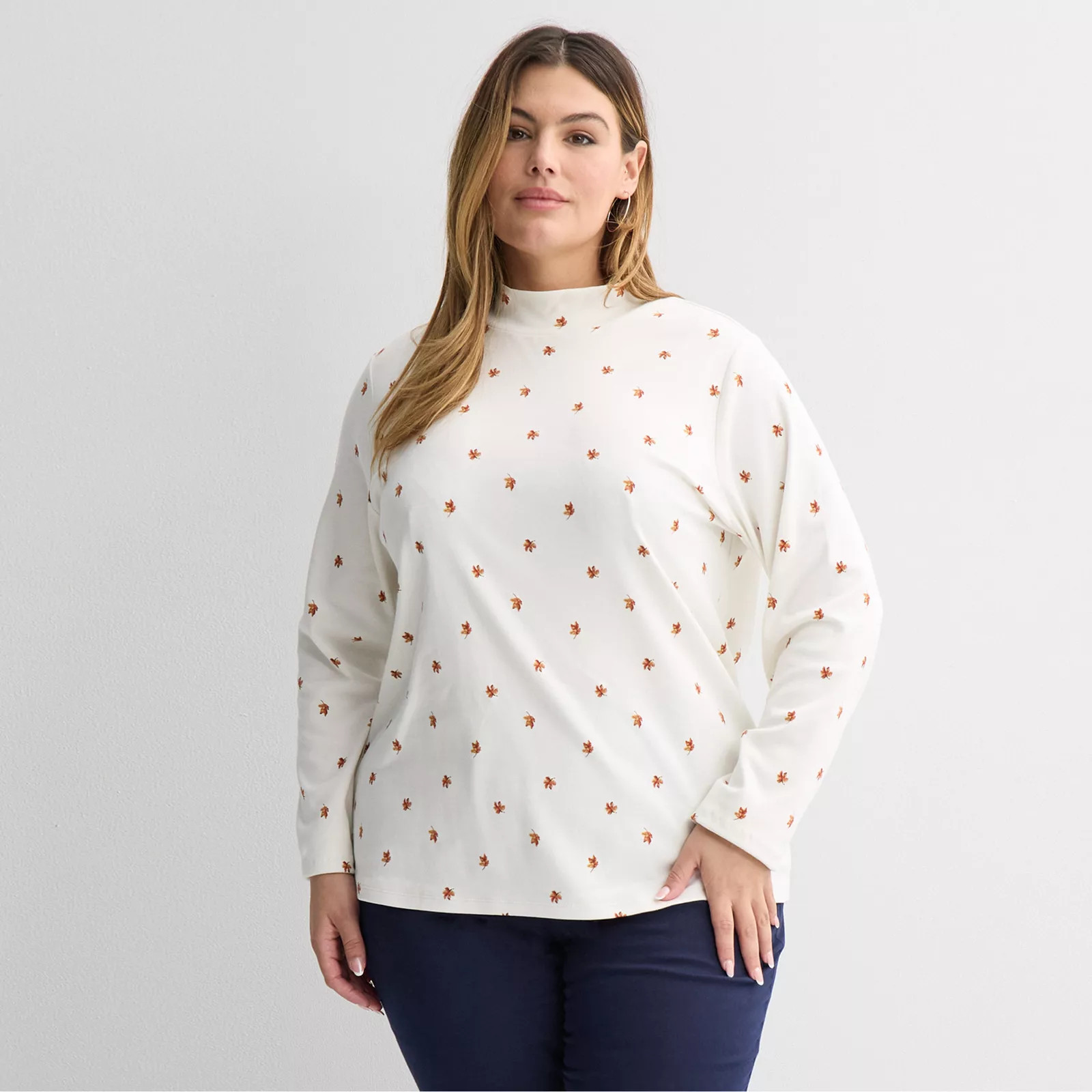 Plus Size Croft & Barrow® Essential Long-Sleeve Mockneck Top, Women's, Size: 3XL, Maine Green | Kohl's