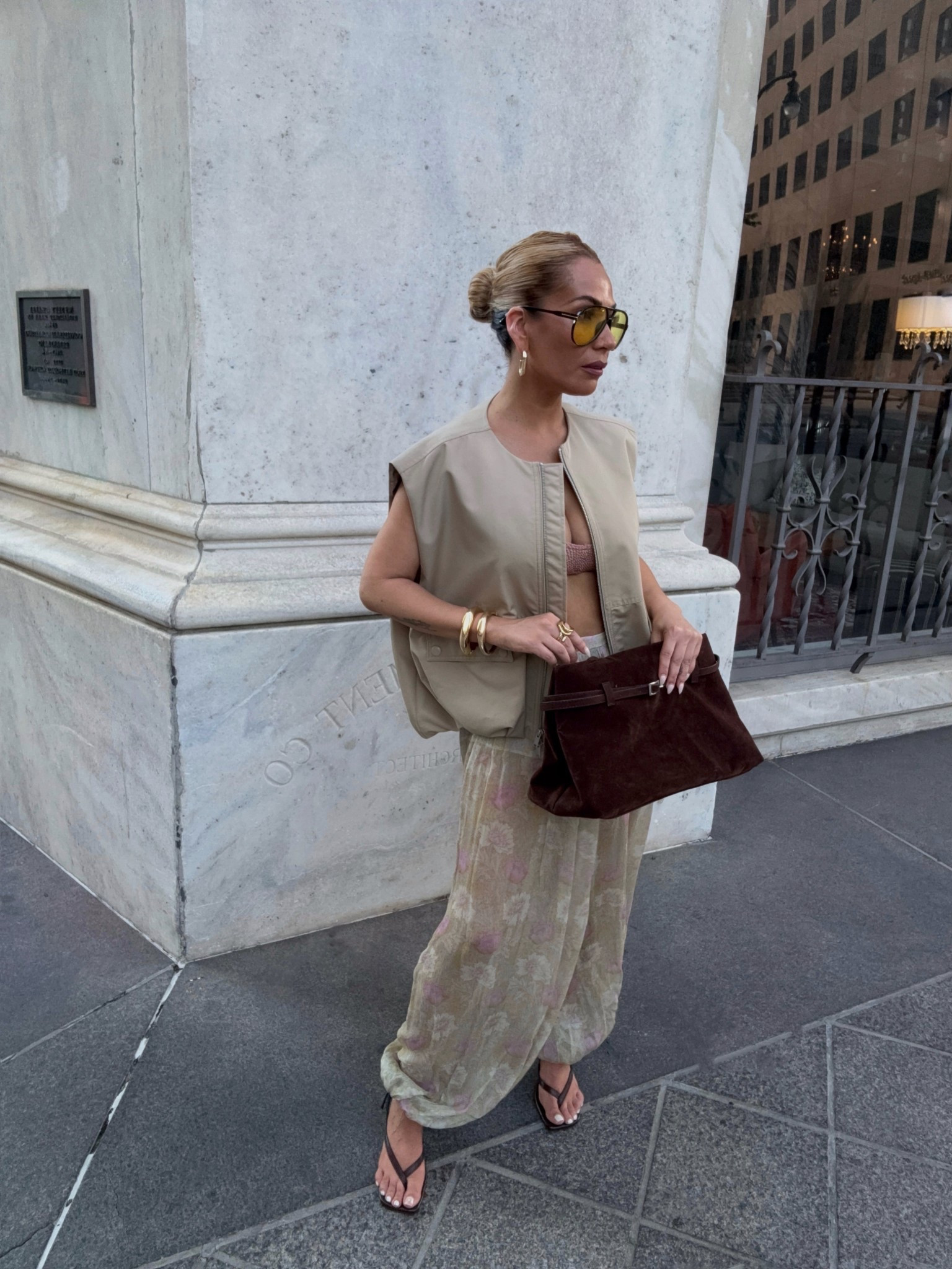 Zara outfit, Zara finds, harem pants, bubble pants, cargo vest, floral pants, suede bag 

#LTKStyleTip