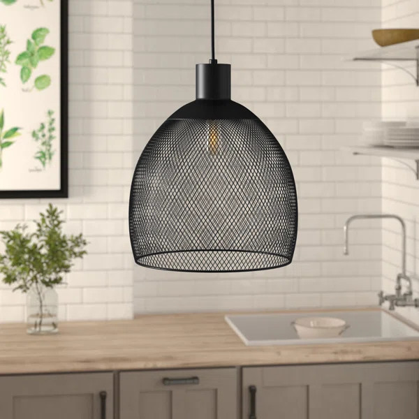 Holbeach 1 - Light Matte Black Dome Pendant | Wayfair North America