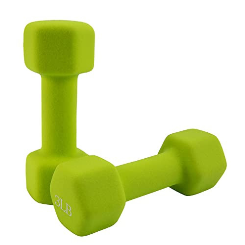 Saorzon Dumbbells Set of 2 Exercise Fitness Dumbbell for Home Gym Free Weights Hand Hex Dumb Bells Green 3LB | Amazon (US)