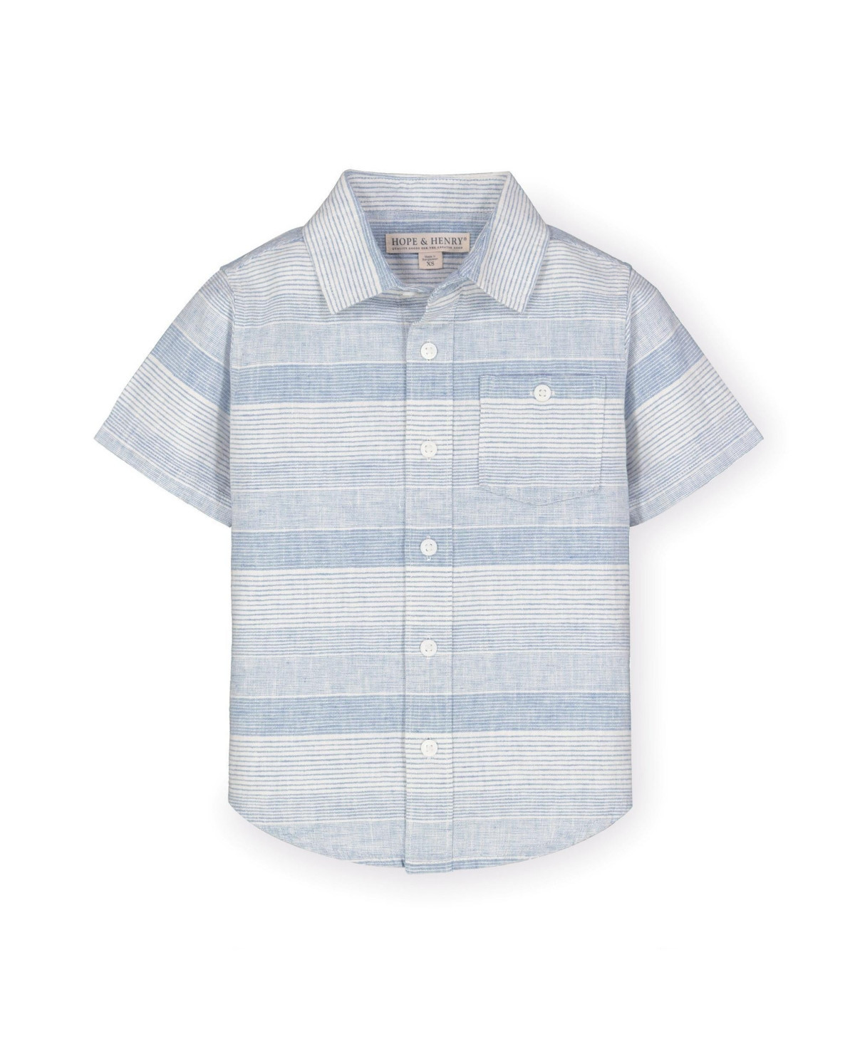 Hope & Henry Baby Boys Linen Short Sleeve Button Down Shirt - Blue ombre stripe linen | Macy's