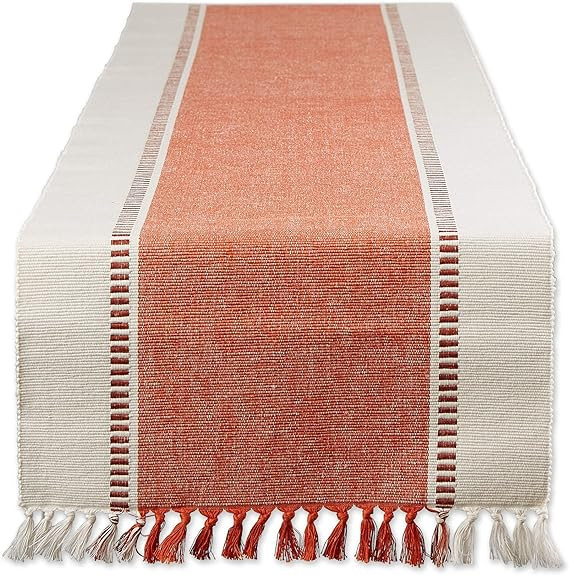 DII Dobby Stripe Woven Table Runner, 13x72, Burnt Orange | Amazon (US)