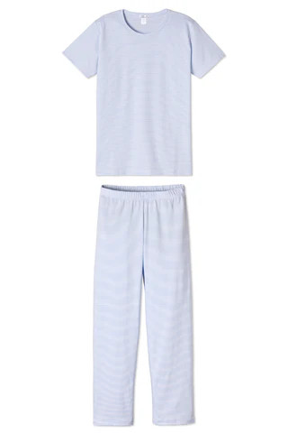Pima Short-Long Weekend Set in French Blue | LAKE Pajamas