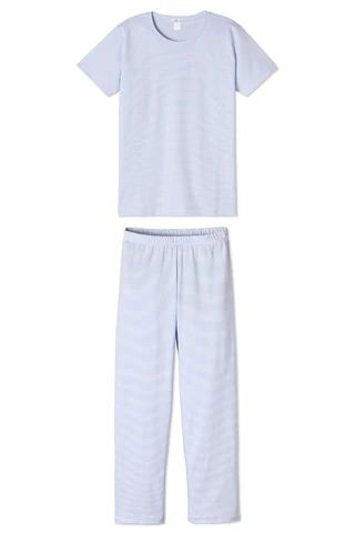 Pima Short-Long Weekend Set in French Blue | LAKE Pajamas