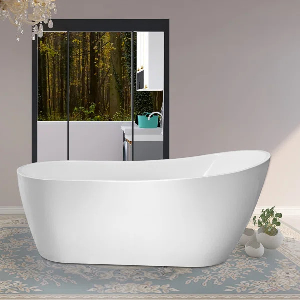 VA6904-S Acrylic 59" x 29" Freestanding Soaking Bathtub | Wayfair North America