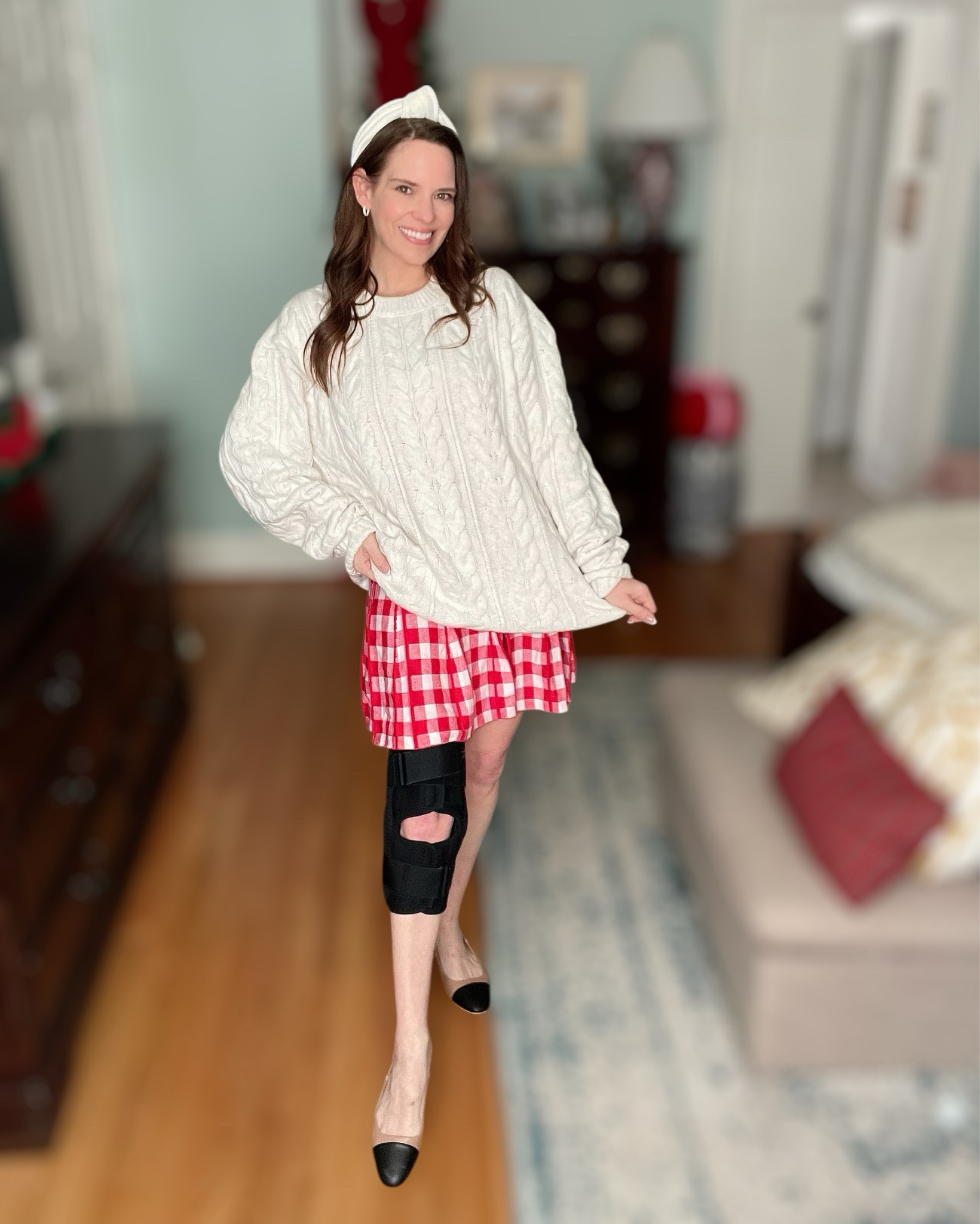 Cream Cable Knit Sweater & Red Gingham Skirt Outfit 🤍❤️

This cozy-meets-festive outfit is one of my favorite ways to style a classic cable knit sweater for the season 🤍 I’m wearing a men’s cream cable knit for that perfectly slouchy, oversized fit, layered over a red gingham mini skirt for a fun pop of color. It’s such an easy way to soften a bold print and make it feel cozy, casual, and wearable.

I finished the look with neutral flats to keep things comfortable and a simple headband for a polished touch. This outfit works beautifully for Christmas gatherings, holiday events, casual parties, and even Valentine’s Day — the red gingham makes it festive without feeling costume-y, and the neutral sweater balances everything out so well ❤️🎄💘 It’s a great option when you want something playful, comfortable, and still pulled together.

Cream cable knit sweater outfit, men’s sweater styled for women, red gingham skirt outfit, Christmas outfit ideas, Valentine’s Day outfit inspiration, festive winter outfit, cozy holiday look, casual holiday fashion, affordable holiday outfit, neutral sweater styling, winter outfit, sweater skirt, pleated skirt 

#LTKFindsUnder50 #LTKFindsUnder100 #LTKHoliday