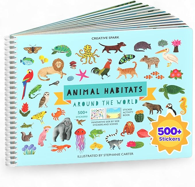 Cupkin Animal Sticker Book Activity for Kids, Toddler Airplane Travel Essentials, 500+ Habitat St... | Amazon (US)
