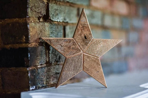 Natural Star Christmas Tree Topper Decoration- 12 inch star tree topper made from reclaimed wood | Etsy (US)