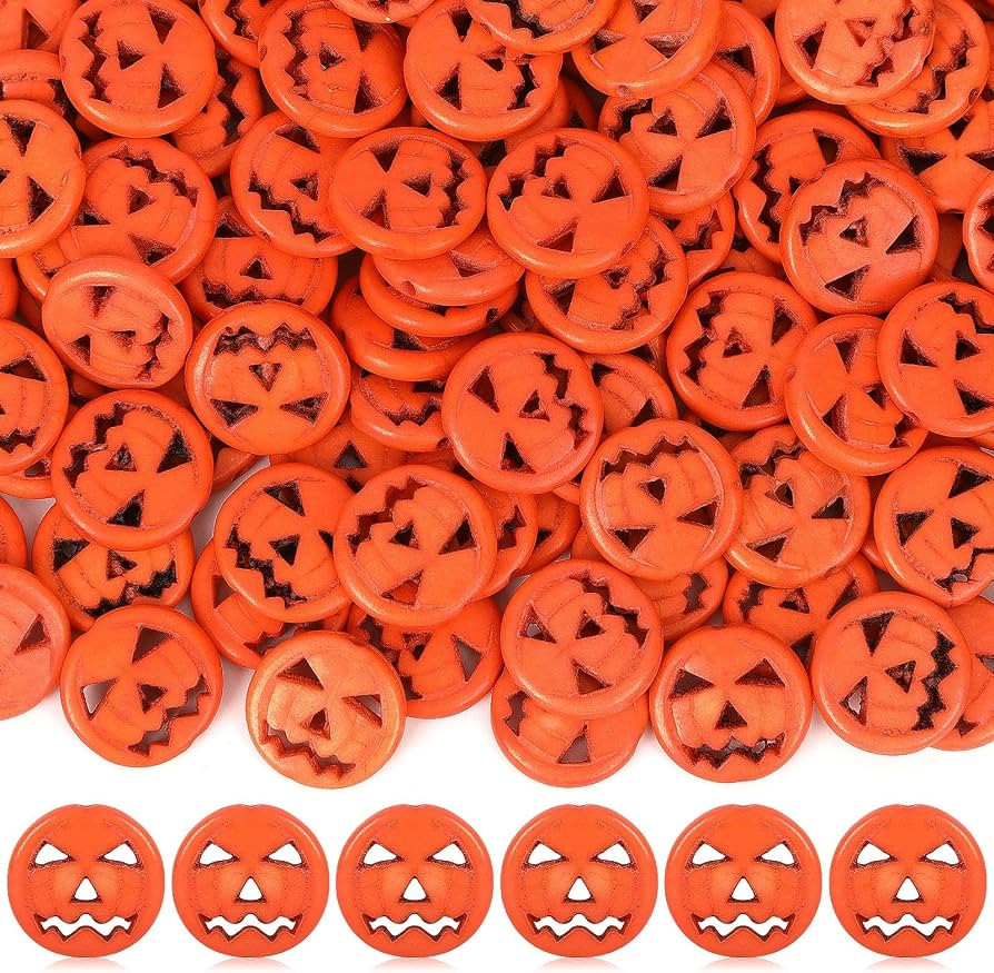 UPINS 100pcs Pumpkin Beads for Jewelry Making Halloween Beads for Bracelets | Amazon (US)