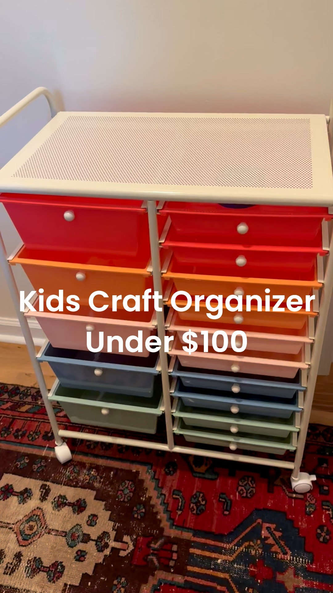 I’m finally getting our crafts and art supplies organized and this cart is perfect! It has 15 drawers, under $100, took me less than 30 minutes to put it together and the colors make me so happy! The top is a great spot to fit large size pads of paper and canvases, too  

#LTKHome #LTKKids #LTKFamily