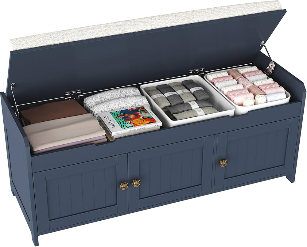 HOMEFORT Shoe Bench with Lift Top Storage, Entryway Storage Bench with Cushioned Seat, Wooden End... | Amazon (CA)