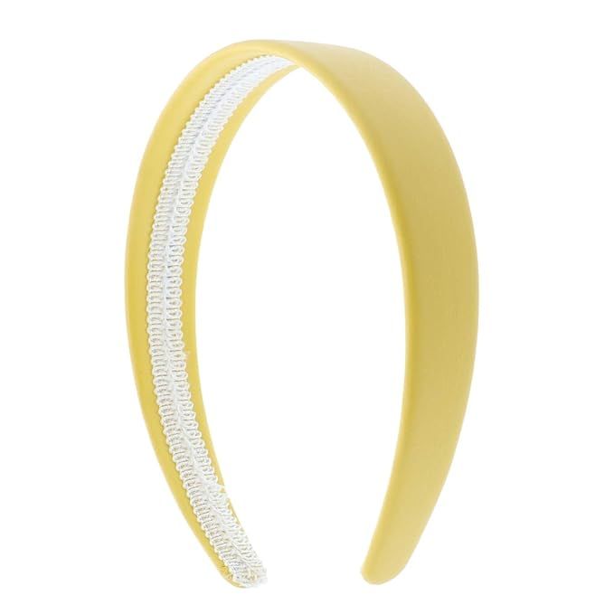 Yellow 1 Inch Wide Leather Like Headband Solid Hair band for Women and Girls | Amazon (US)