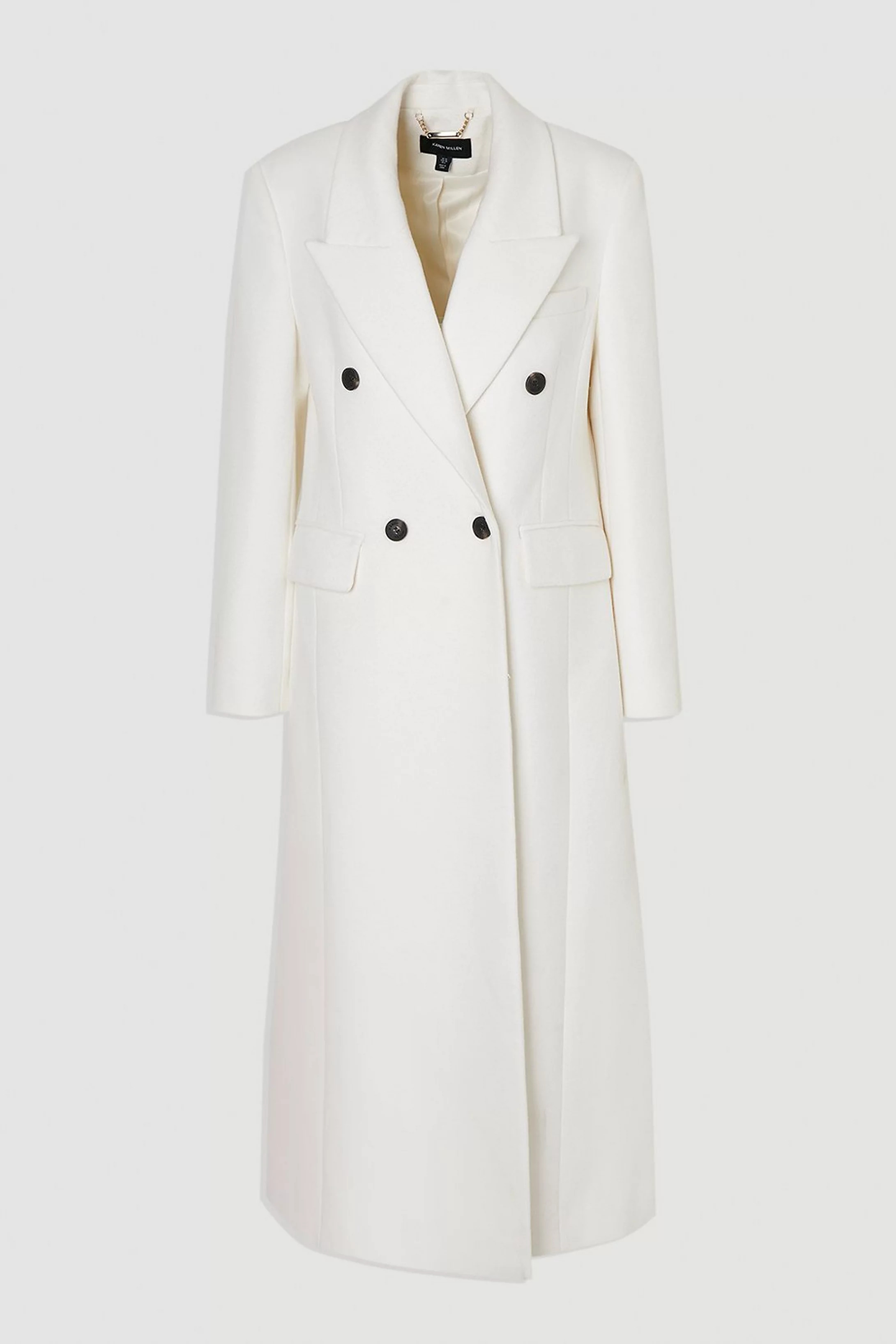 Brushed Wool Oversized Double Breasted Tailored Maxi Coat | Karen Millen UK + IE + DE + NL