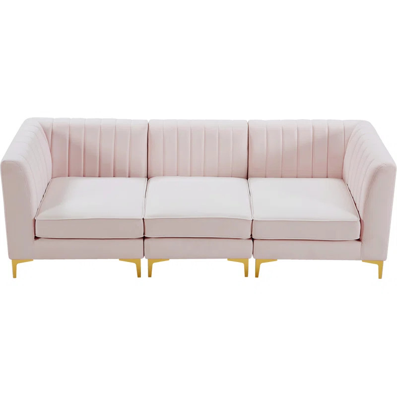 Enson 93'' Velvet Tuxedo Arm Modular Sofa | Wayfair North America