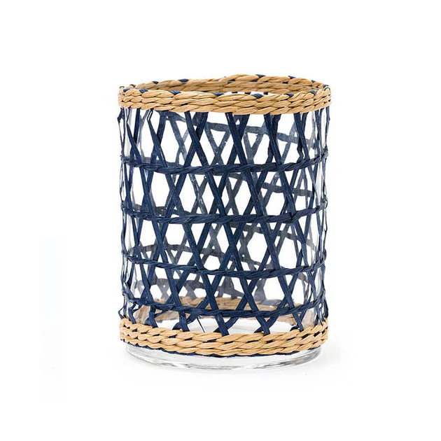 Island Wrapped Navy Lattice Hurricane | Cailini Coastal