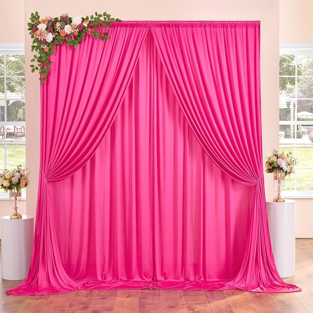 10ft x 10ft Wrinkle Free Hot Pink Backdrop Curtains for Parties, Polyester Photo Backdrop Drapes ... | Amazon (US)