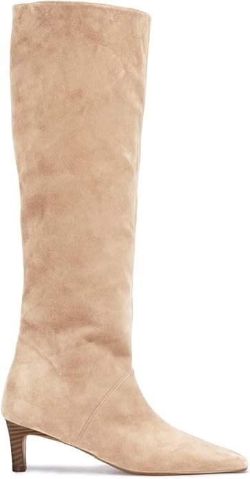 Coutgo Womens Knee High Boots Wide Calf Kitten Heel Pointed Toe Long Boots Pull On Winter Dress S... | Amazon (US)