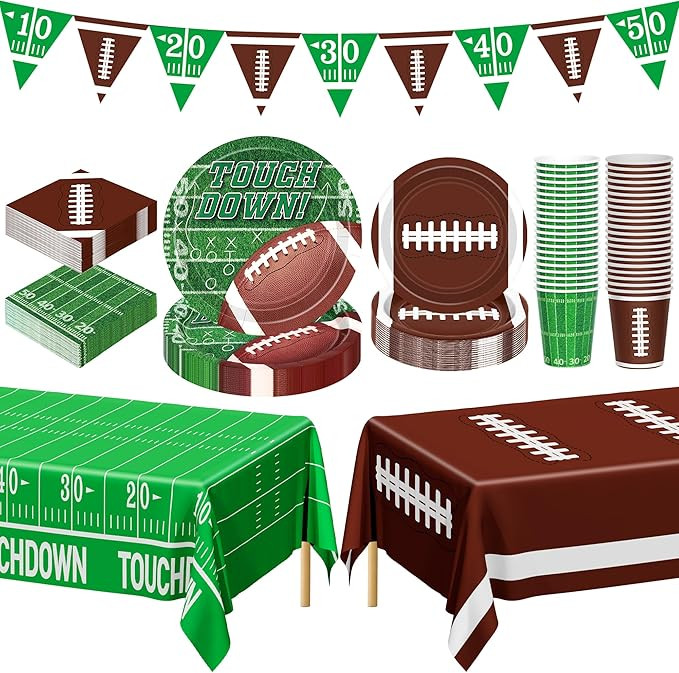 QZYL Football Party Decorations Serve 24, 99 Pcs Football Party Supplies, Disposable Football Din... | Amazon (US)