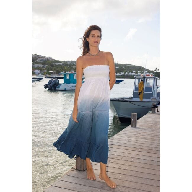 Mer St. Barth | Fati Women's Strapless Maxi Dress (Blue Ombre, (Blue, One Size) | Maisonette | Maisonette