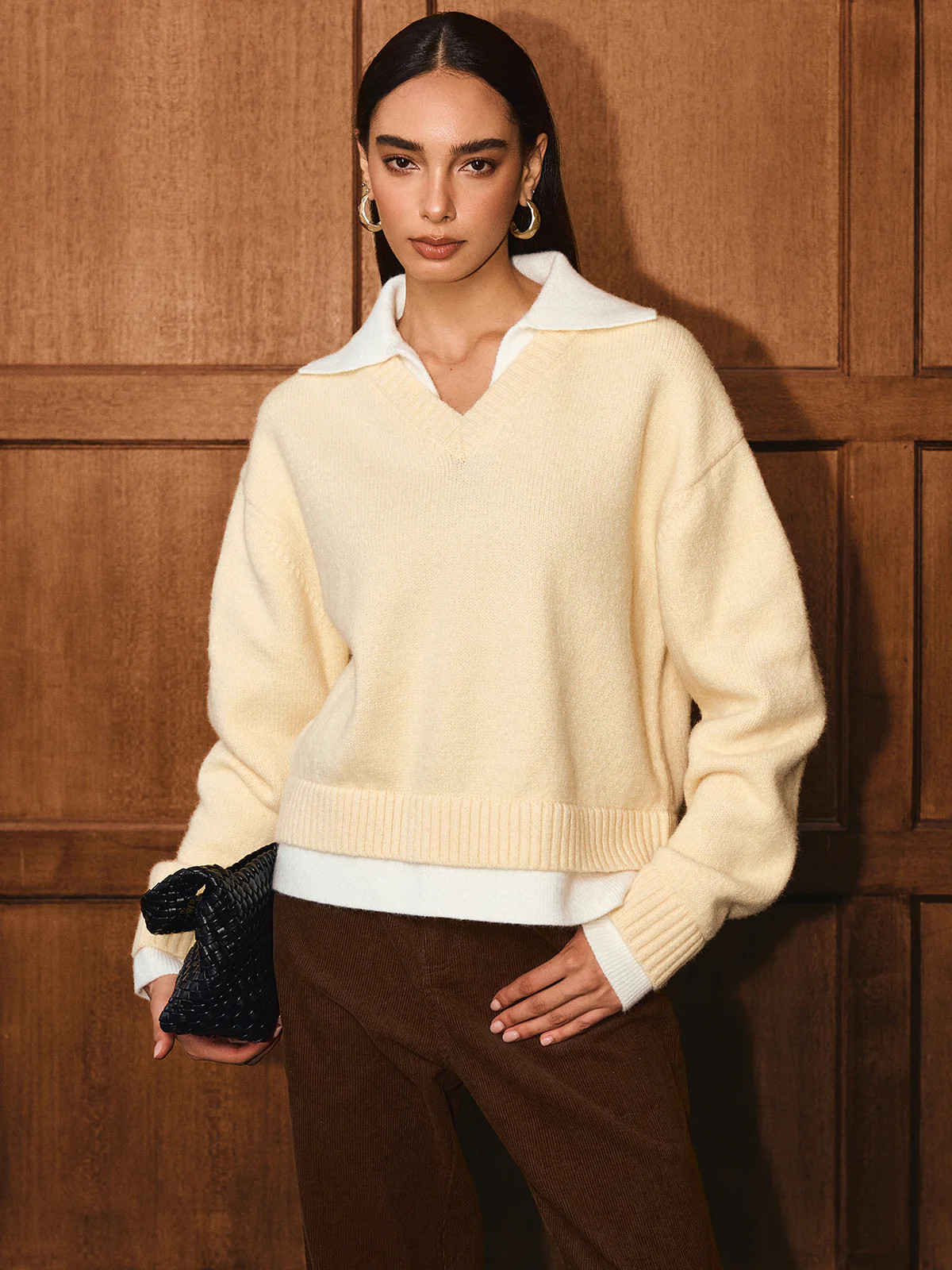 2 in 1 Polo Collar Layered Sweater | Commense