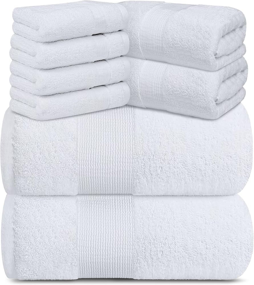Resort Collection Soft Bath Towel Set | Luxury Hotel Plush & Absorbent Cotton | 2 Bath Towels, 2 ... | Amazon (US)