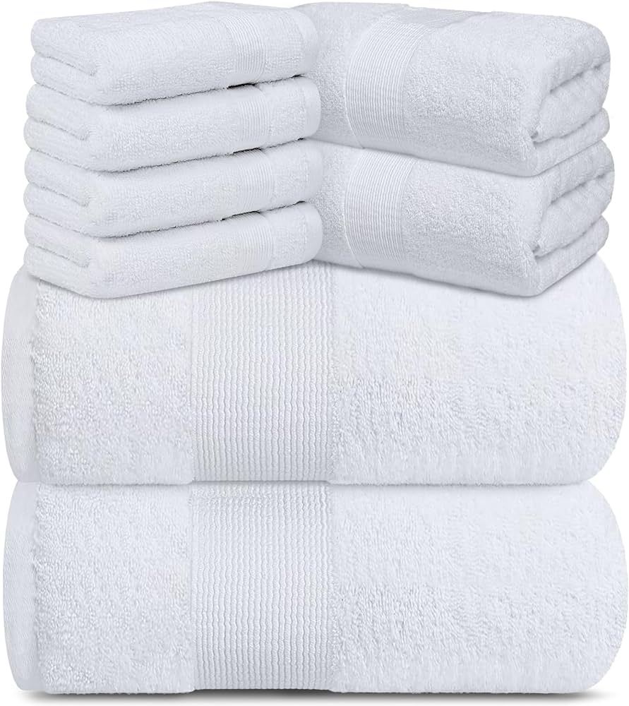 Resort Collection Soft Bath Towel Set | Luxury Hotel Plush & Absorbent Cotton | 2 Bath Towels, 2 ... | Amazon (US)