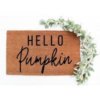 Hello Pumpkin - Fall Doormat Halloween Home Decor Custom Farmhouse | Etsy (US)