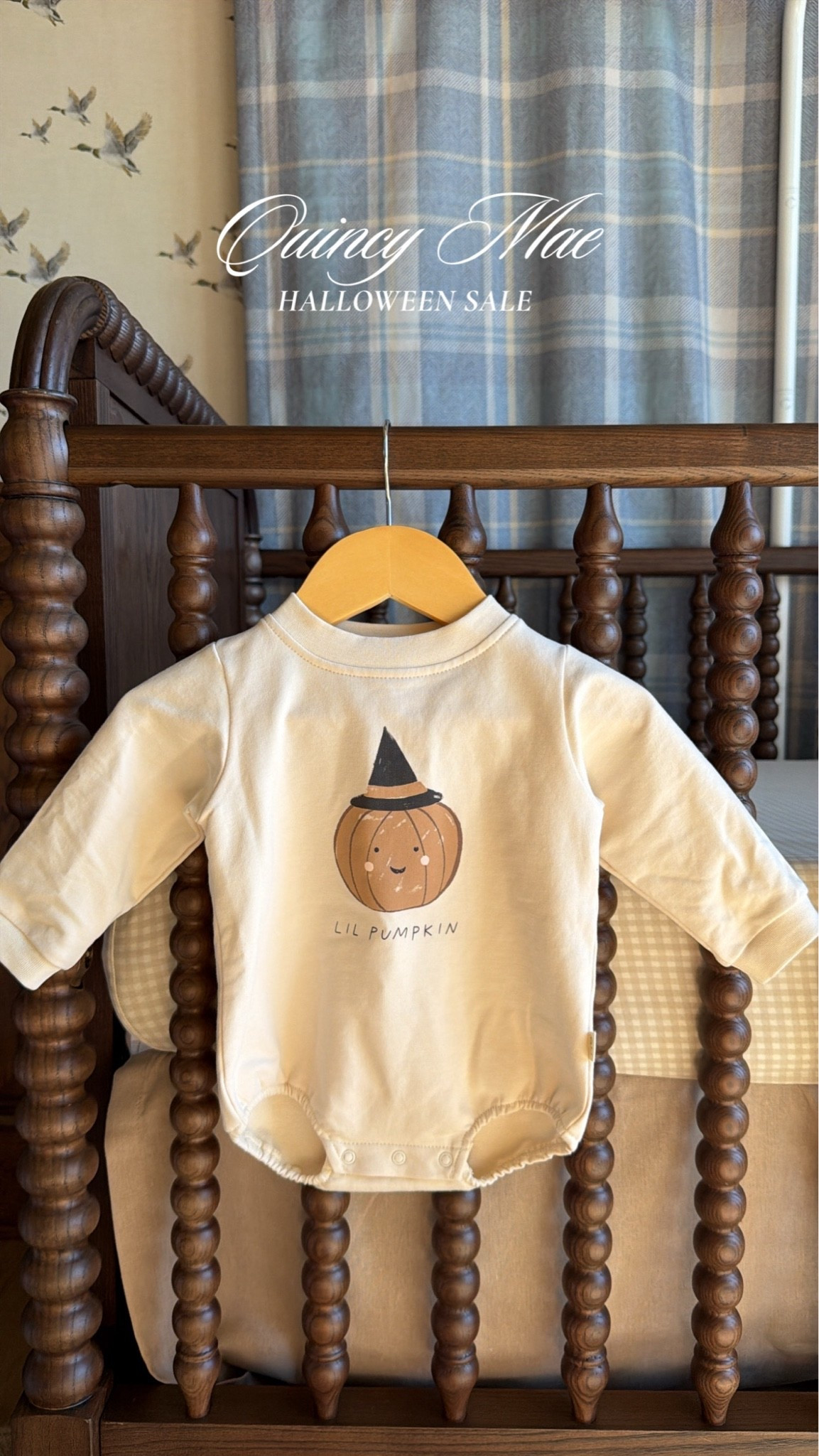 Quincy Mae is having up to 30% off select items for their Halloween Sale! Includes this cute little onesie that Ellis wore to the pumpkin patch yesterday, as well as other fall/halloween pajamas, sets, dresses & more for little ones!
