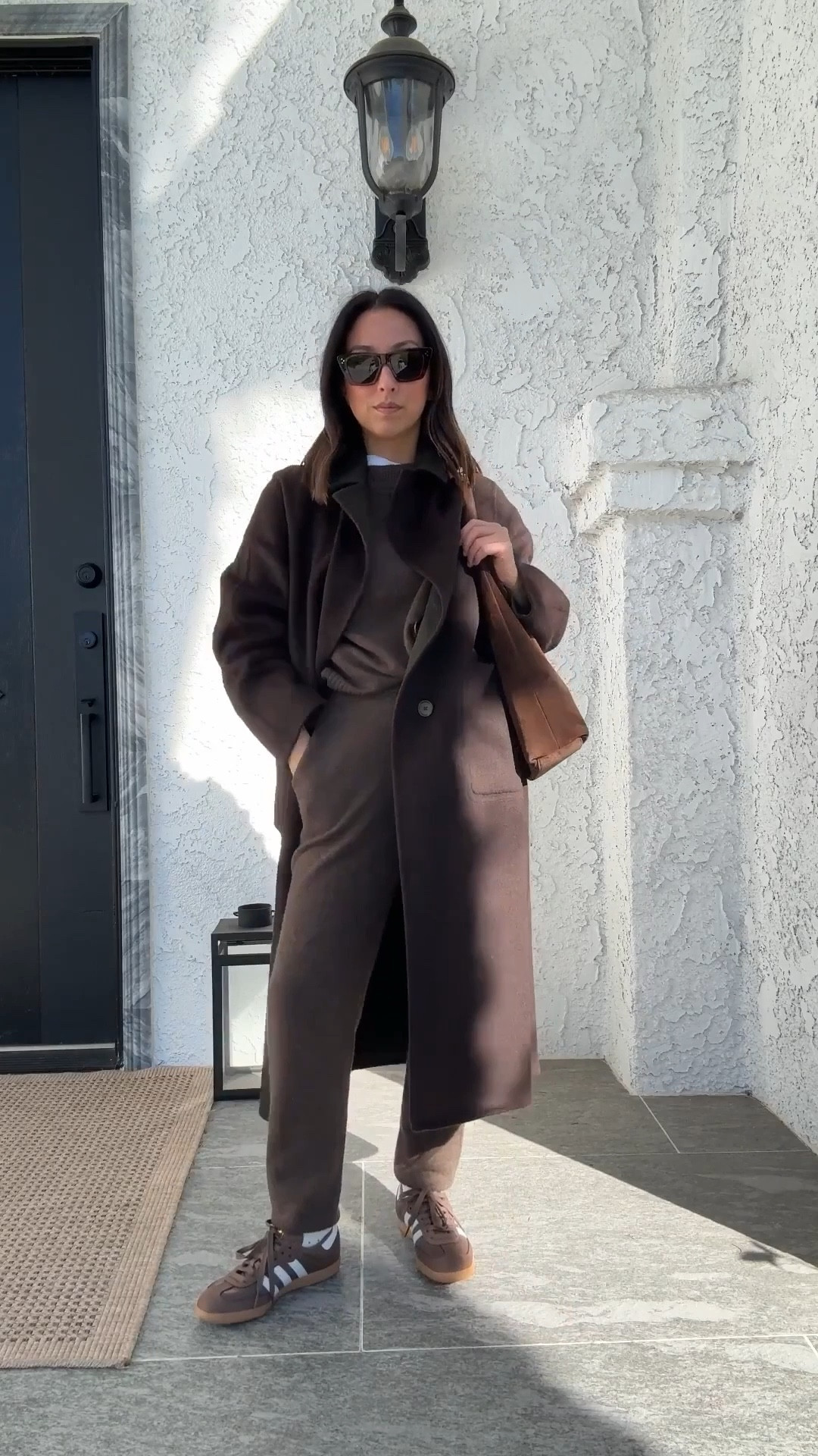 Leisure outfit idea. Cashmere set that’s so warm! Also, this coat is double wool faced and currently on sale. It’s also double sided. 

Banana Republic coat petite xs
Quince cashmere sweater xs
Quince cashmere joggers xs
Madewell socks (old)
Adidas samba sneakers 4 men’s
Liffner hobo pillow bag. 
Celine sunglasses. 

Petite style, fall outfits, fall 

#LTKSeasonal #LTKootd #LTKPetite