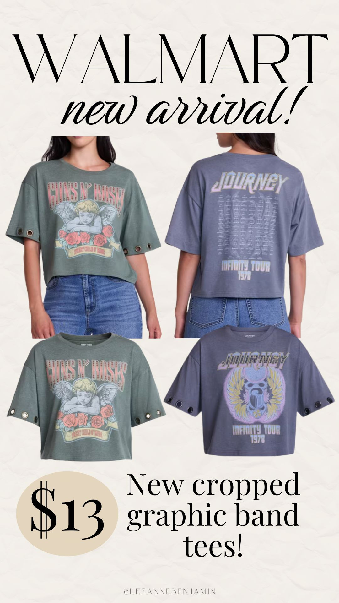 New cropped band tees only $13 at Walmart!  

 #LTKgrwm #LTKootd #LTKmomlife